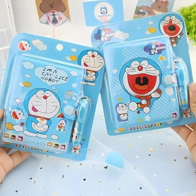 Printed Mini Pocket Diary with Pen for Kids (Blue, Set of 2)