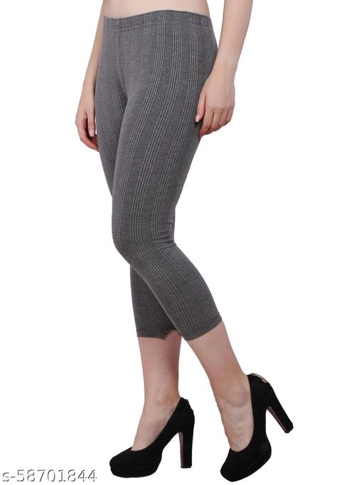 Cotton Blend Thermal Bottoms for Women (Grey, M)