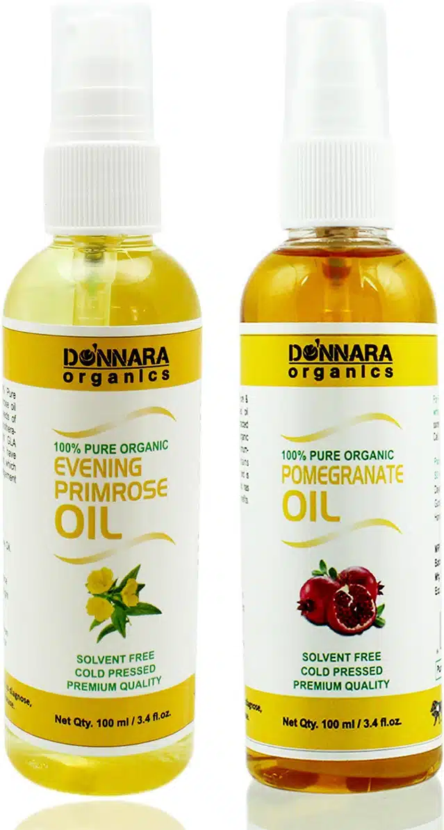 Donnara Organics Pure Evening Primrose Oil and Pomegranate Oil (Pack of 2, 100 ml)