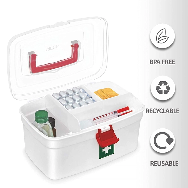 Plastic Empty Medicine Box for Home (White)