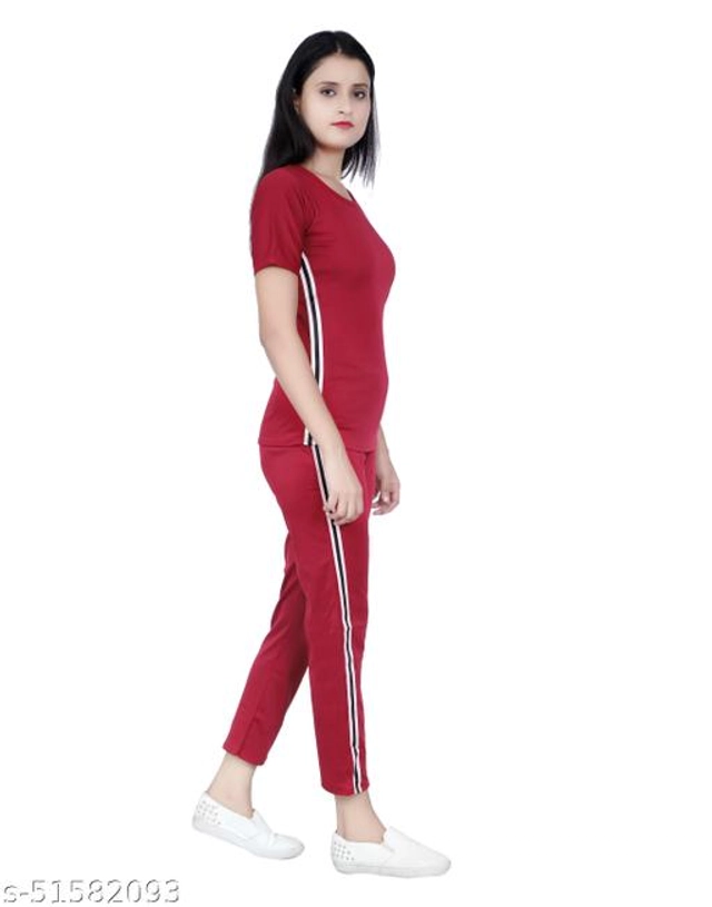 Lycra Tracksuit for Women (Maroon, M)