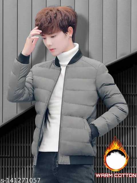 Trendy Nylon Full sleeves Jacket For Men (Grey, M) (A-74)