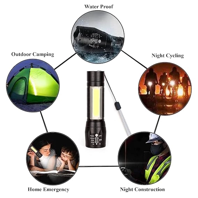 USB Rechargeable LED Flashlight (Black)