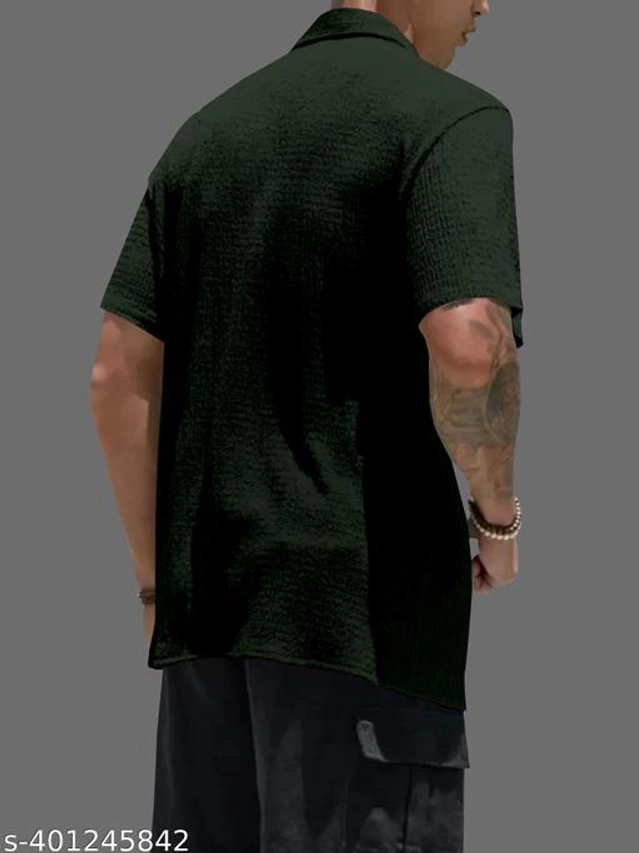Half Sleeves Shirt for Men (Bottle Green, S)