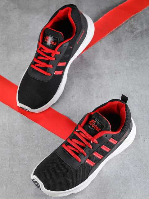 Footox Casual Men Casual Shoes (Black & Red, 8) (FF-41)