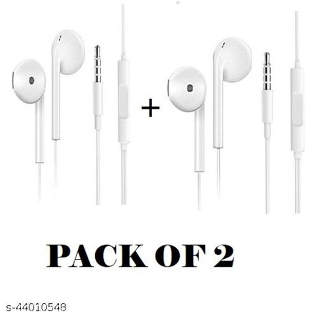 Wired In-Ear Headphone (White, Pack of 2)