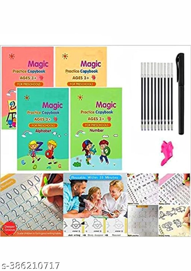 Magic Practice Copybook (4 Pcs) with 10 Pcs Refill for Kids (Set of 2)