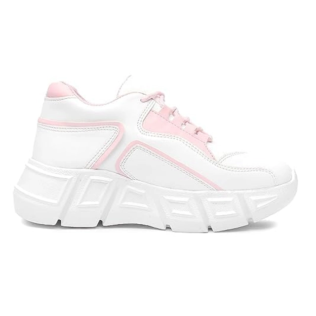 Sneakers for Women (Pink & White, 3)