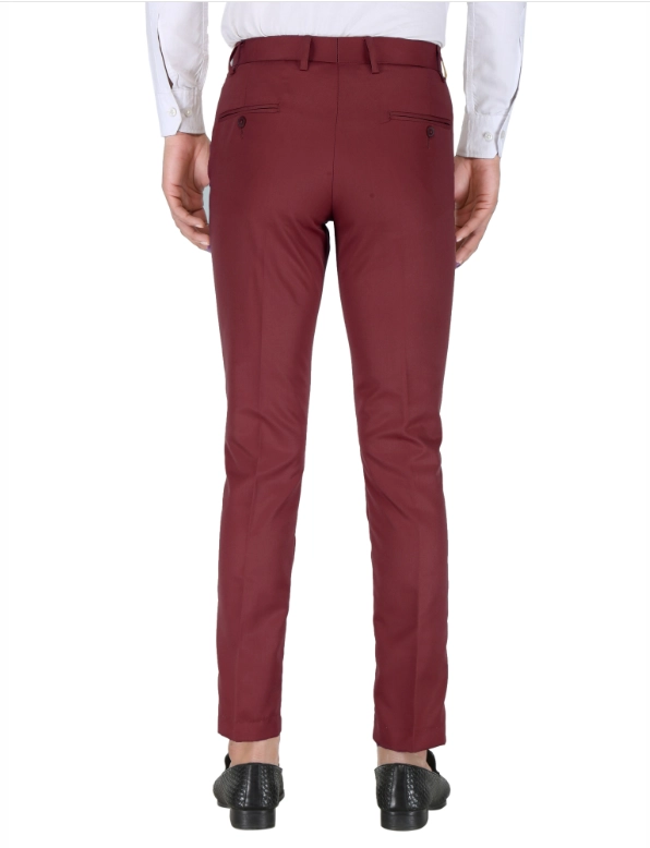 Poly Viscose Solid Trouser for Men (Maroon, 28)