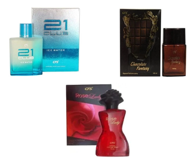 Combo of CFS Chocolate Fantasy with Rose Lady & 21 Club Blue Perfumes for Men & Women (40 ml, Pack of 3)