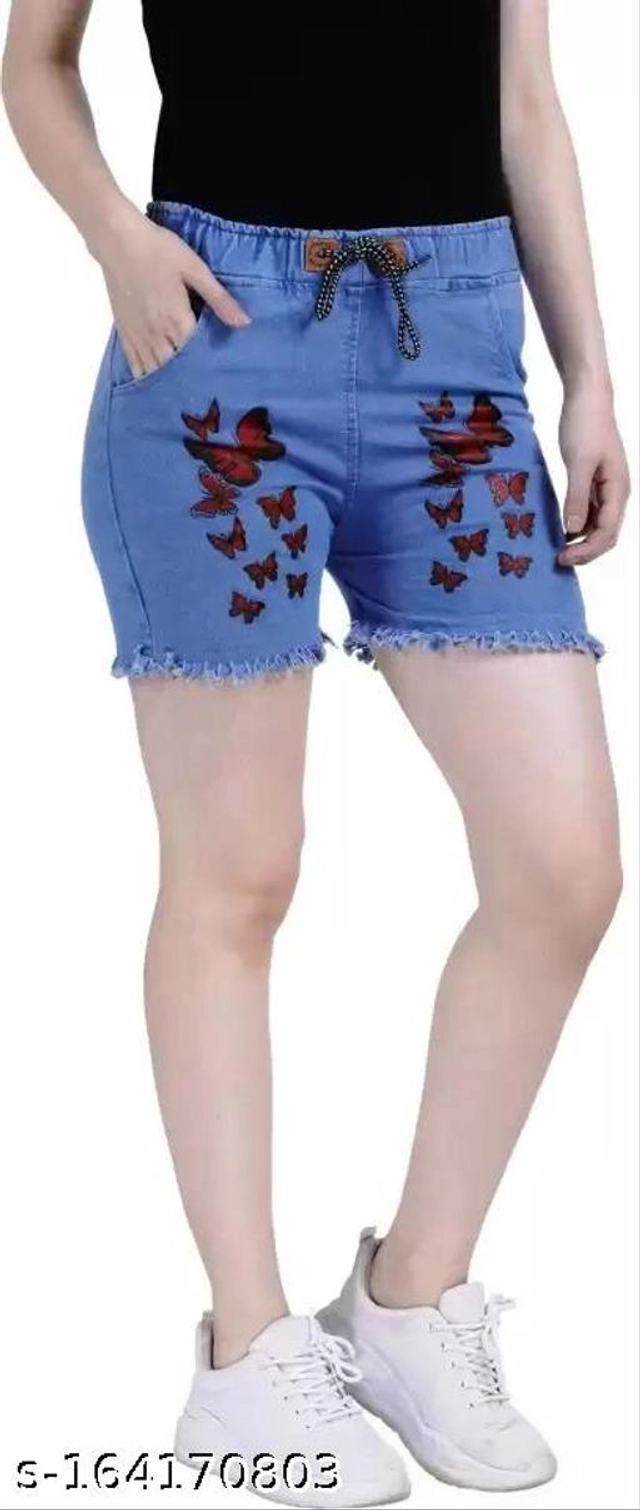 Denim Shorts for Women (Blue, 26)