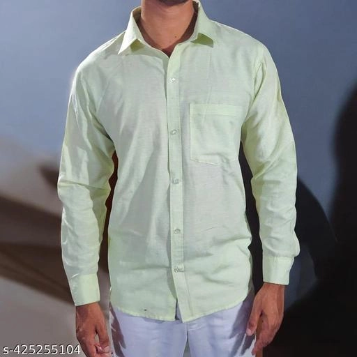 Full Sleeves Solid Shirt for Men (Green, L)