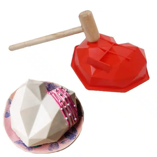 Heart Shape Cake Mould with Hammer (Pack of 2, Multicolor)