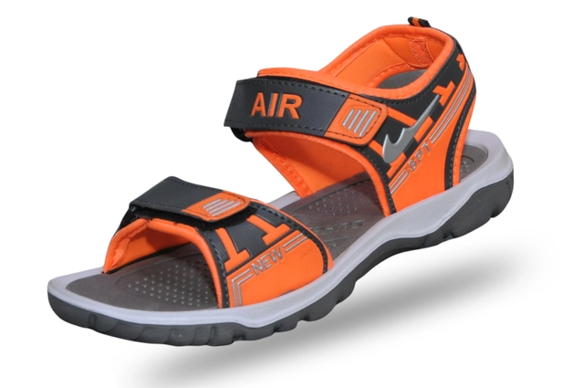 Sandals for Men (Grey & Orange, 6)