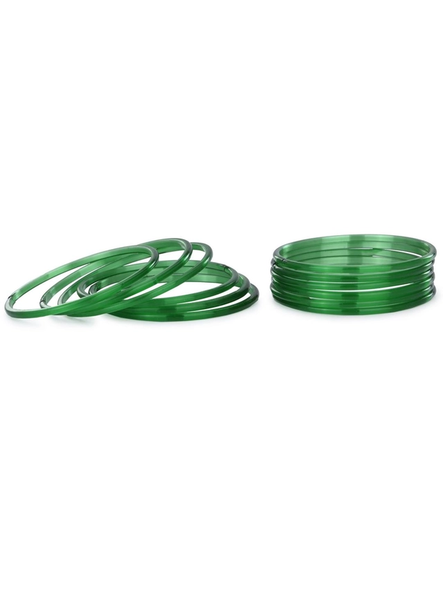 Glass Bangle Set for Women (Green, 2.2) (Pack of 12)