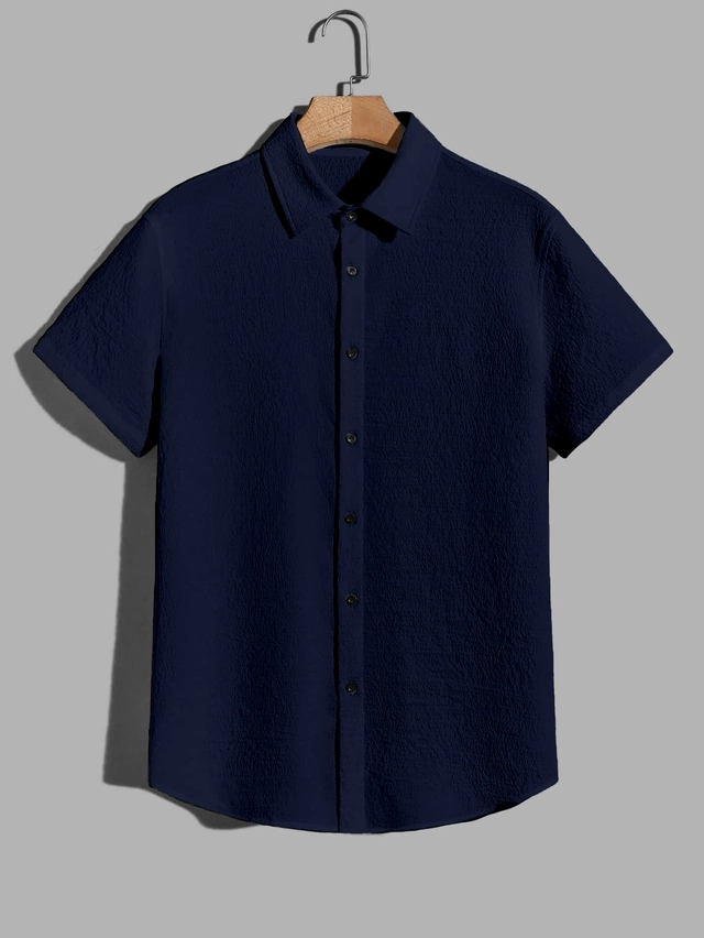 Popcorn Half Sleeves Shirt for Boys (Navy Blue, 8-9 Years)