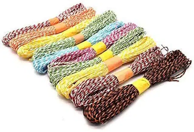 Paper Rope Threads for Various Art & Craft Projects (Pack of 6) (Multicolor, 15 m)