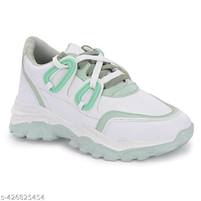 Casual Shoes for Women (Green & White, 3)