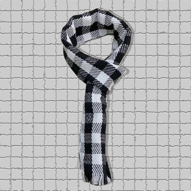 Woolen Checked Muffler for Men & Women (White & Black)