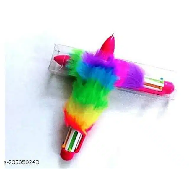 Unicorn Fur Theme Ball Pens (Multicolor, Pack of 6)