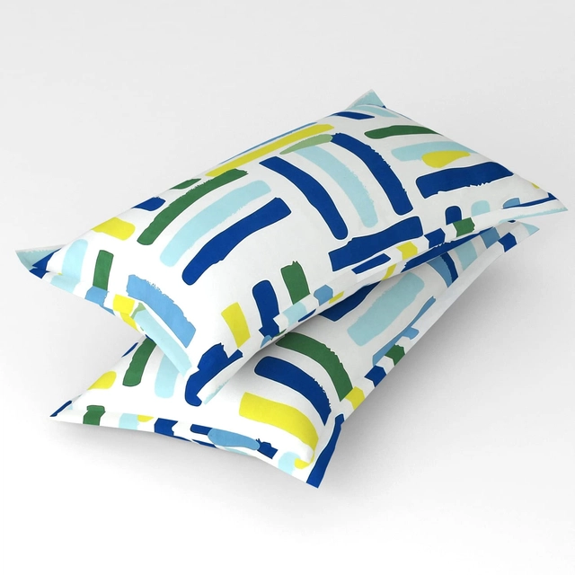 Polycotton Pillow Covers (Multicolor, 18x28 inches) (Pack of 2)