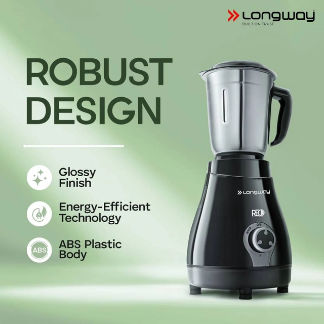 LONGWAY Reo 550 W Mixer Grinder (4 Jars, Black, Pack of 1)