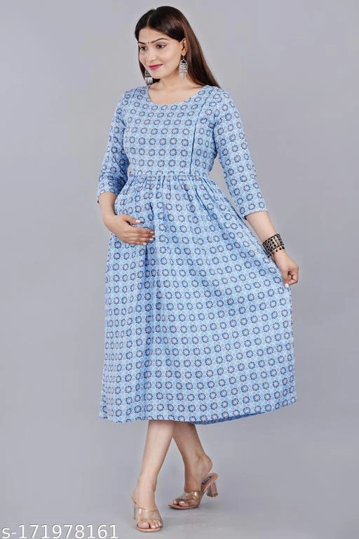 Rayon Printed Maternity Kurti for Women (Multicolor, M)