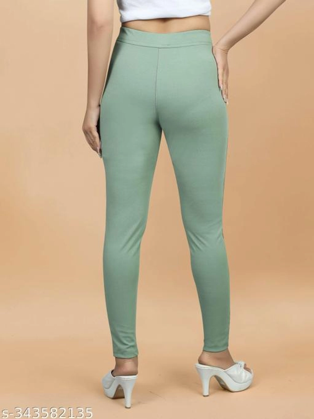 Lycra Jeggings for Women (Sea Green, 38)