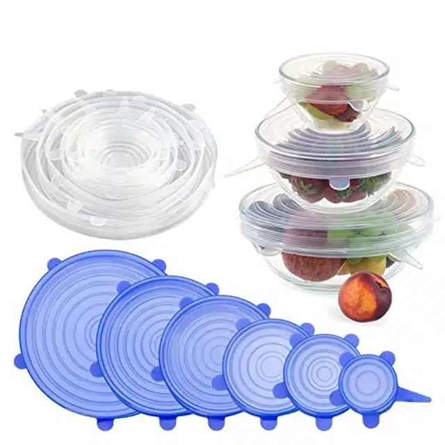 Microwave Safe Silicone Flexible Lids (Pack of 6, Multicolor)