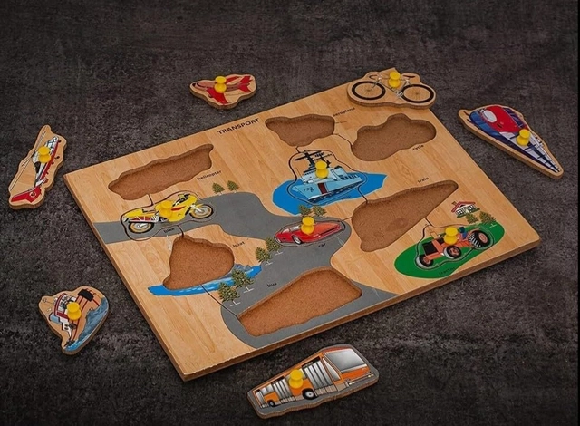 Wooden Transports Puzzle Board for Kids (Multicolor)