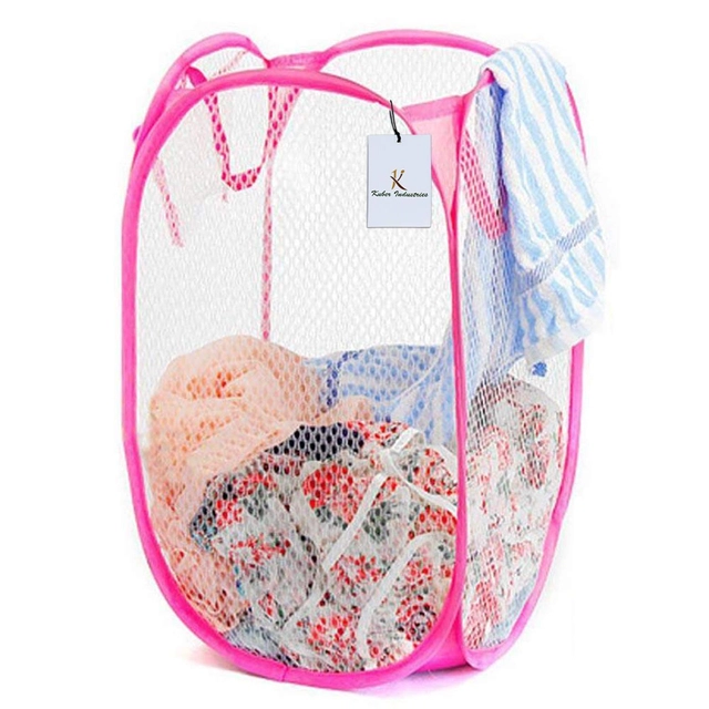 Nylon Mesh Laundry Basket (Multicolor)