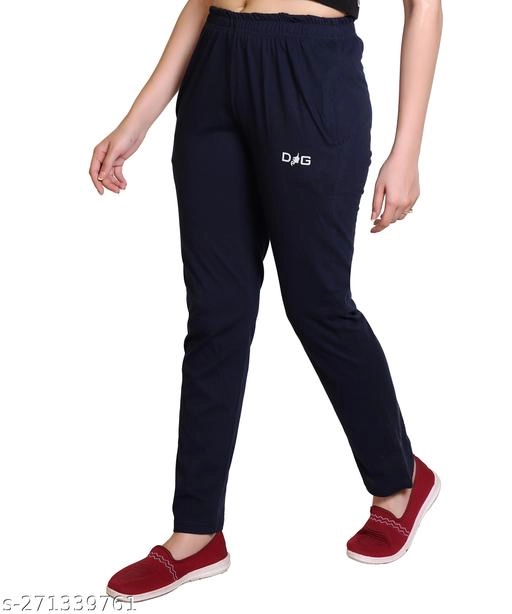 Cotton Blend Pyjama for Women (Navy Blue, M)