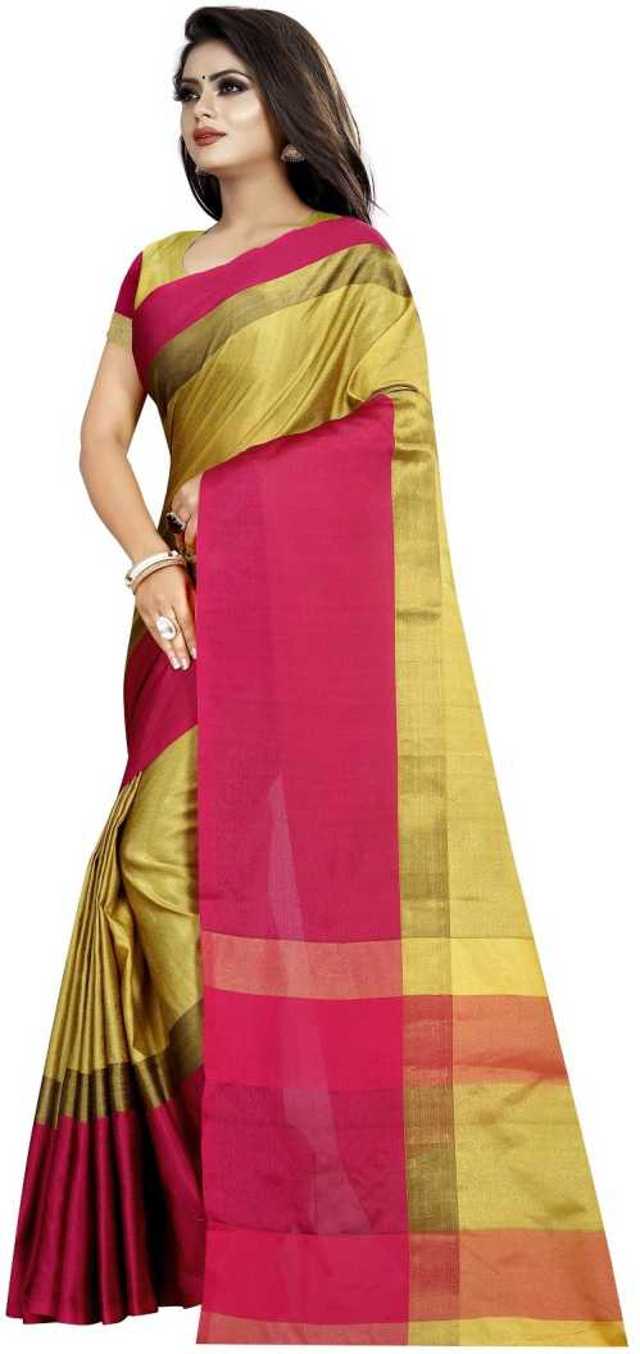 Florences Womens Silk Saree With Unstiched Blouse (Mustard, 5.5 m) (F365)