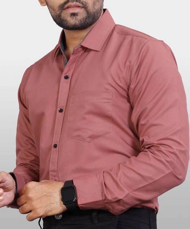 Full Sleeves Solid Shirt for Men (Pink, L)