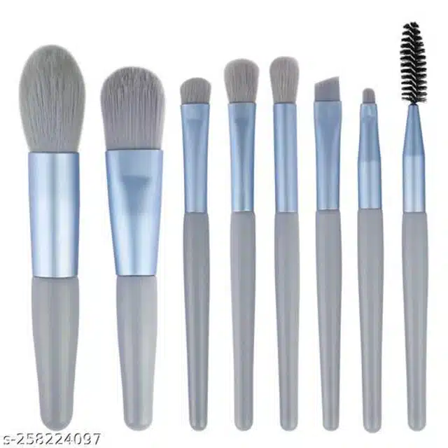 Makeup Brush Set (Grey, Set of 8)