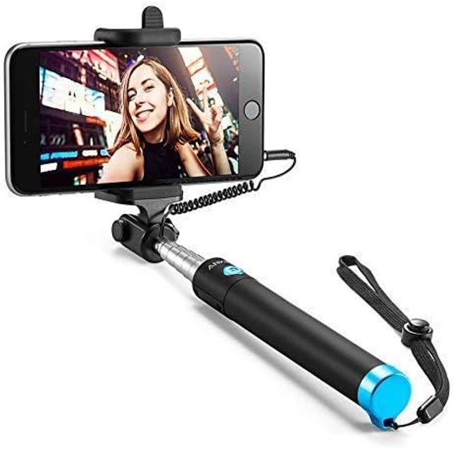 Wired Selfie Stick for Mobile Phones (Multicolor)