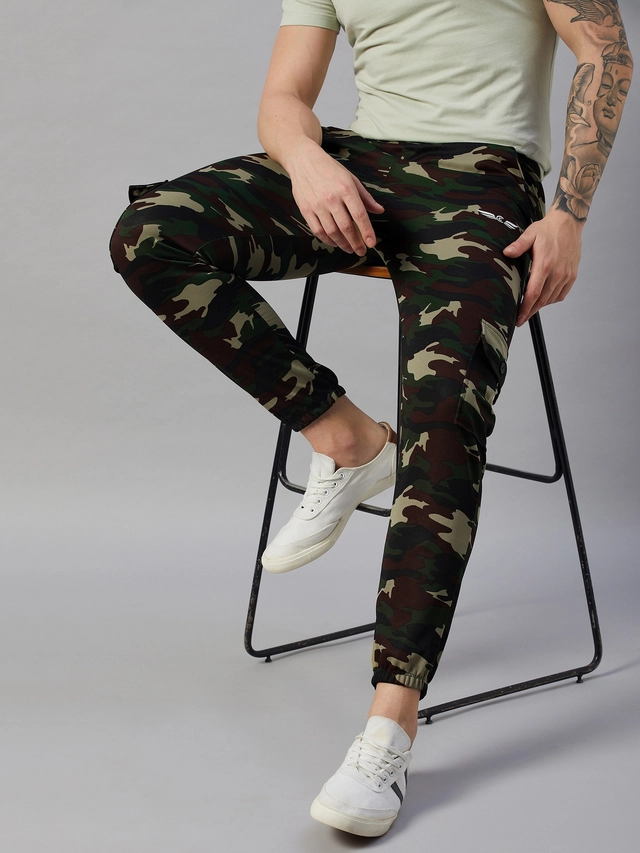 Polyester Regular Fit Trackpants for Men (Green, 28)