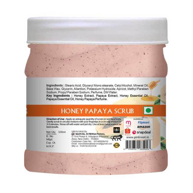 Pink Root Honey Papaya Face Scrub (Pack Of 1, 500 ml) (MI-146)