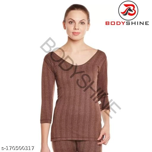 Woolen Thermal Top for Women (Brown & Dark Grey, XS) (Pack of 2)