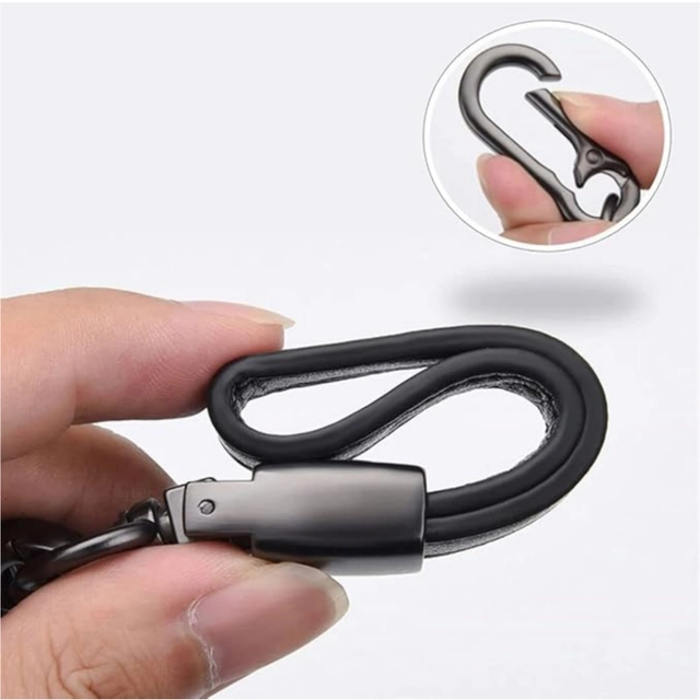 Dashing Tvs Leather Keychain for Bike & Car (Black)