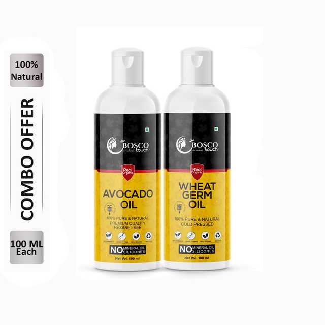 Bosco Touch Pure Avocado Oil (100 ml) & Wheat Germ Oil (100 ml) Combo For Rapid Hair Growth (Pack Of 2) (B-849)