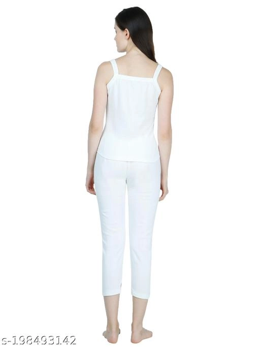 Cotton Blend Thermal Set for Women (White, S)