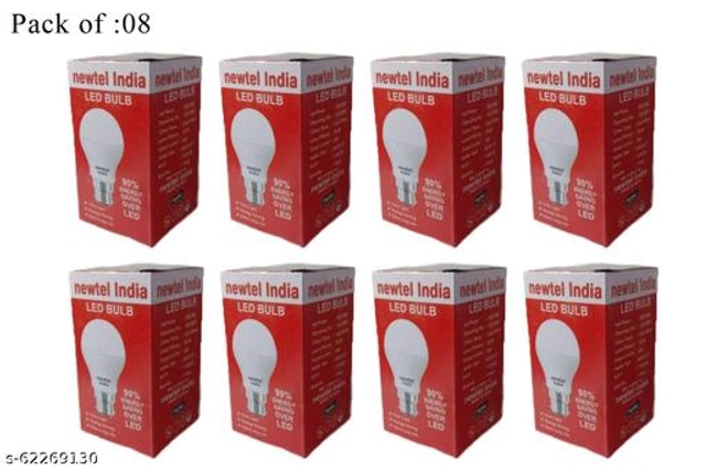 Newtal India LED Bulb (White, 9 W) (Pack of 8)