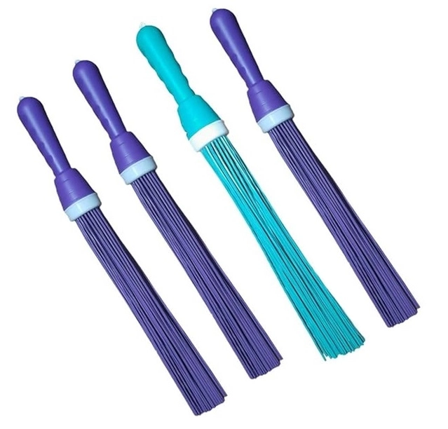 Plastic Brooms Bathroom & Home Floor Cleaning (Multicolor, Pack of 4)