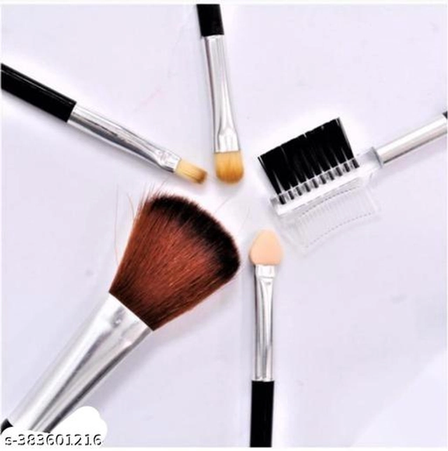 Makeup Brushes Set (Black, Set of 5)