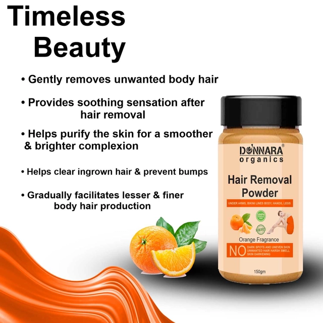 Donnara Organics Orange Fragrance Painless Hair Removal Powder (150 g)