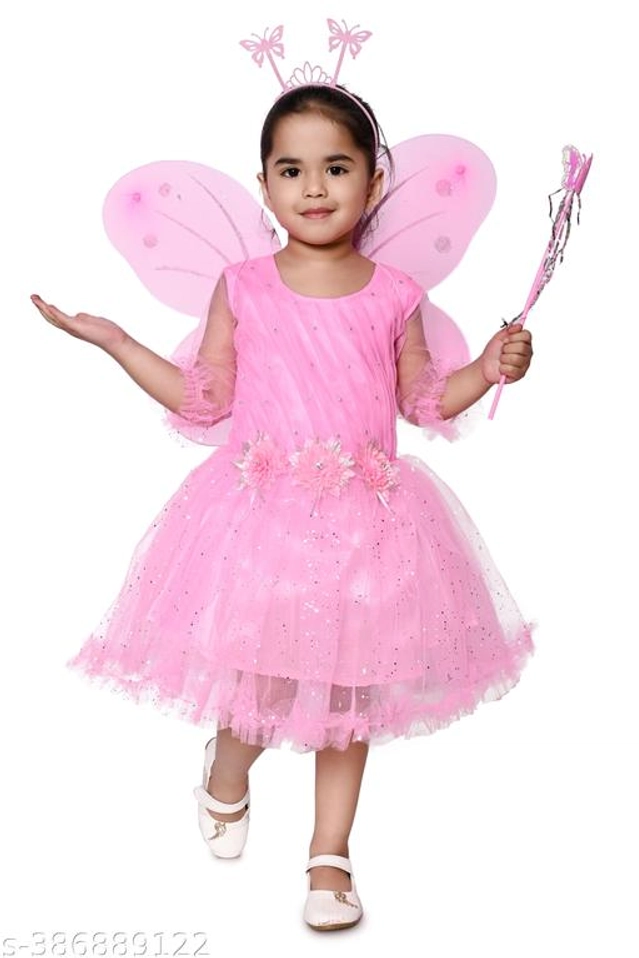 Net Frock for Girls (Pink, 6-9 Months)