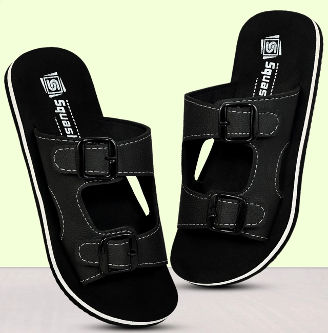 Flip Flops for Men (Black, 6)