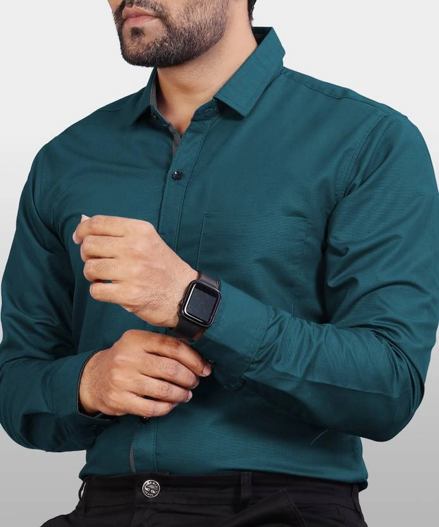 Full Sleeves Solid Shirt for Men (Sea Green, L)