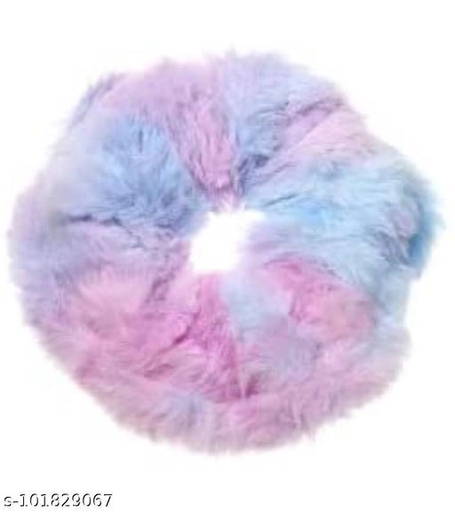 Fur Scrunchies for Women (Multicolor, Pack of 6)